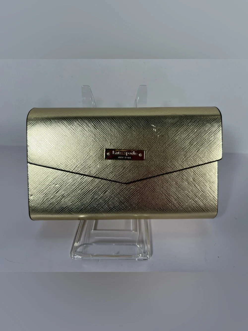 2145: 2145: Kate Spade New York Gold Saffiano Portable Bluetooth Speaker